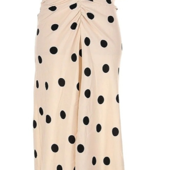 NWT A New Day Crepe Short Sleeve Midi Dress Beige Polka DotThe puff short-sleeve - Picture 4 of 5